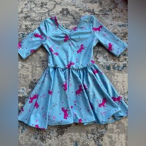 Dot Dot Smile Blue & Pink Unicorn Dress - 2T